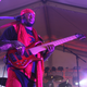 Thundercat on stage rocking feathers and scale armor gauntlets. Image credit: Eli Watson